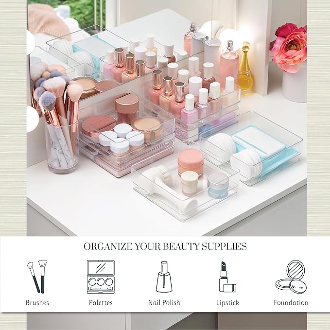 STORi SimpleSort 6-Piece Stackable Clear Drawer Organizer Set | 6" x 6" x 2"