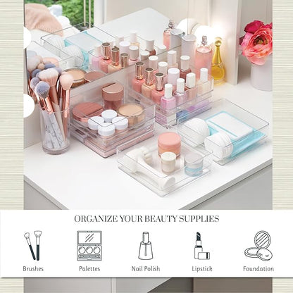 STORi SimpleSort 6-Piece Stackable Clear Drawer Organizer Set | 6" x 6" x 2"