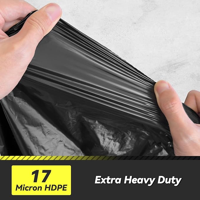 100 Count 17 Micron Extra Heavy Duty 4 Gallon Trash Bags, Sturdy & Tear-Resistant Small Trash Bags for Bathroom & Kitchen