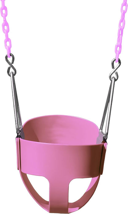Gorilla Playsets 04-0008-PK/PK Full Bucket Toddler Swing, Pink Bucket, Pink 60" Plastic Coated Chains, 50 lb Capacity