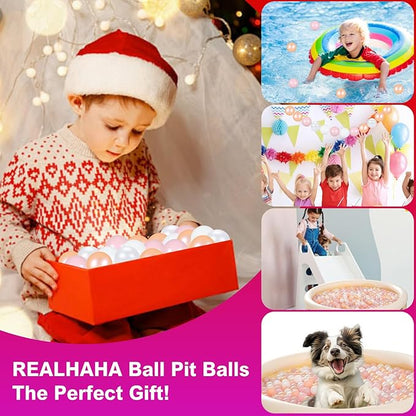 Realhaha Ball Pit Balls 50 100 200 500 Play Balls Plastic Balls for Baby Girls Toddlers Kids Play Tent Pool Playhouse Playpen Party Decoration