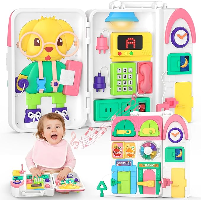 Montessori Toys for 1+ Year Old Girl Gifts, Busy Board Educational Toddler Toy Age 1-2, First Christmas 1st Birthday Gifts for 1+ Year Old Girl Boy