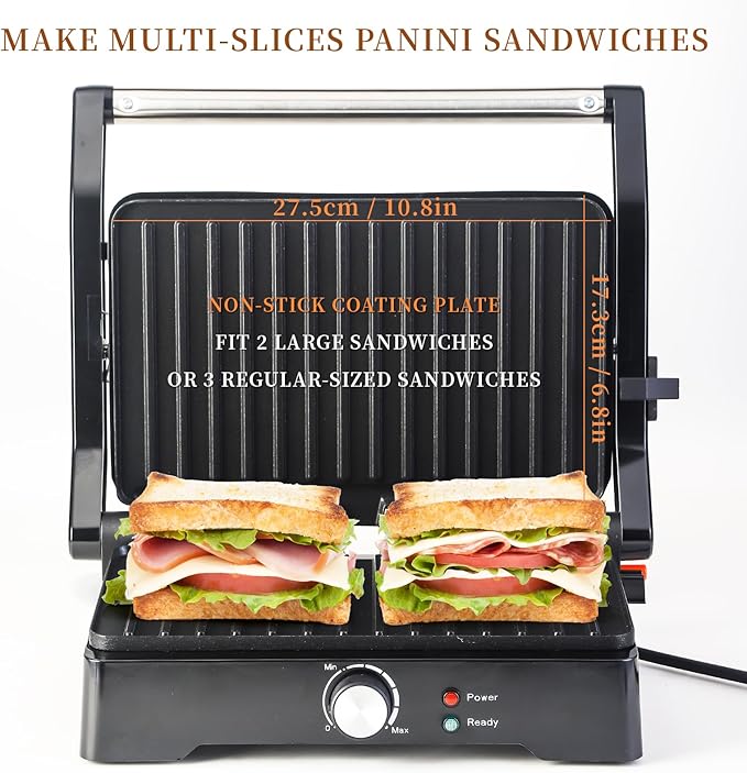 Panini Press Grill Sandwich Maker, Large Electric 3 in 1 Panini Sandwich Maker