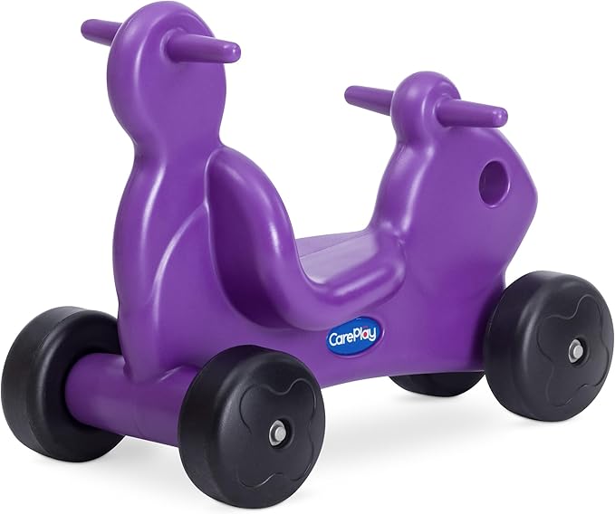 Careplay 2-in-1 Squirrel Push & Ride-on Toy, Indoor & Outdoor Use, Low Profile Seat, Recommended for Children up to 50lbs, Durable Construction, Made in The USA, Purple