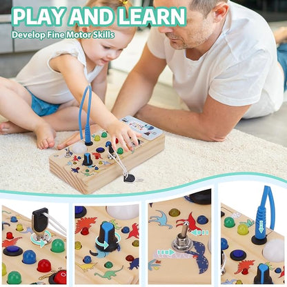 Montessori Busy Board,Montessori Toys for 1-3 Years Old,Baby Sensory Board,Preschool Learning Activities,Wooden Toys for Toddler,Christmas & Birthday Gift for Boys & Girls