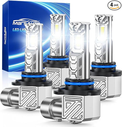 Marsauto M1C 9005 9006 Light Bulbs Combo, Fanless IP68 Fog Light – 4 Pack | 6500K cool white, HB3 HB4 sockets, 1:1 mini size no adapter, fits truck SUV, all-weather IP68, 5-min DIY install