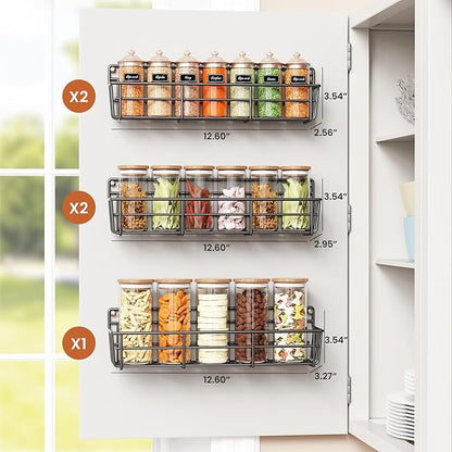 Mystozer 5 Pack Spice Rack Seasoning Organizer Wall Mount, Screw or Adhesive
