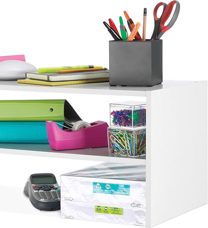 Whitmor Stackable 28" Extra Wide 2-Shelf Storage Organizer, Stackable Wood