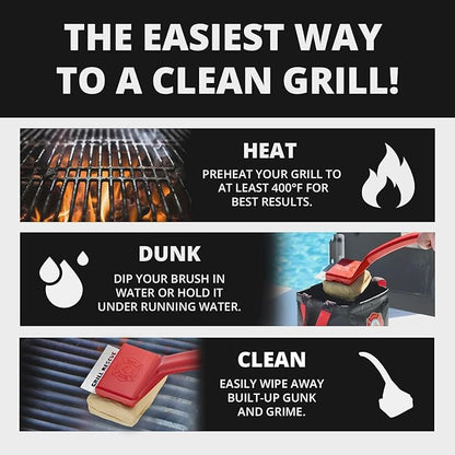 Grill Rescue BBQ Replaceable Cleaning Head, Bristle Free - Durable and Unique Grill Tools for Cast Iron or Stainless-Steel Grates, Barbecue Cleaner
