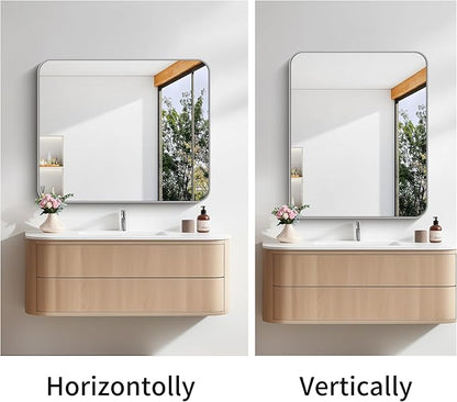 FORBATH 30x36 Inch Silver Bathroom Mirror