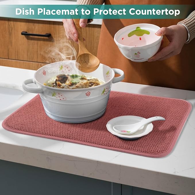 GeeRic Microfiber Dish Drying Mat, Super Absorbent Kitchen Dish Drying Pad