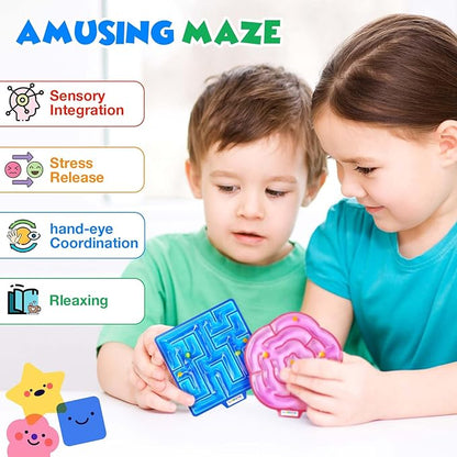 Sensory Fidget Toys for Kids: 8 Pack Gel-Filled Maze Squeeze for Children - Calming Autism Toys for Classroom