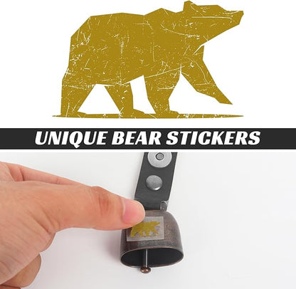 2 Pack Loud Bear Bells with Magnetic Silencer, Leather Button Strap, Carabiner for Bear Deterrent, for Survival, Hiking