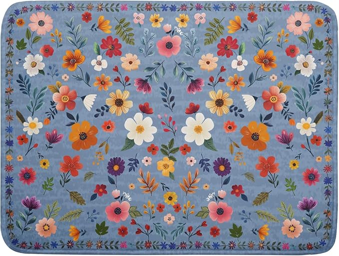 Colorful Flower Dish Drying Mat