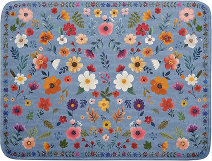 Colorful Flower Dish Drying Mat