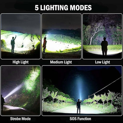 Led Flashlights High Lumens Rechargeable 2 Pack, 99000 Lumen Super Bright Fashlight with 5000ɱAh ?attery, Waterproof Powerful Flash Light Multifunctional Flashlights for Home Camping Hiking