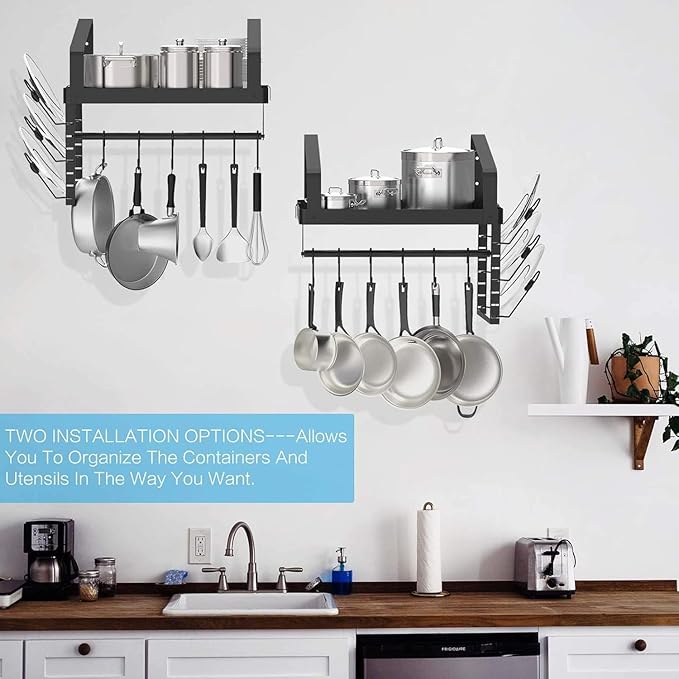 X-cosrack Pot Racks Wall Mounted Set of 2,