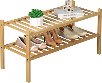 ROMGUAR CRAFT 2 Tier Bamboo Shoe Rack