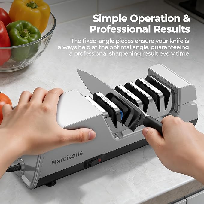 Narcissus Knife Sharpener, 3 Stages Diamond Electric Knife Sharpener
