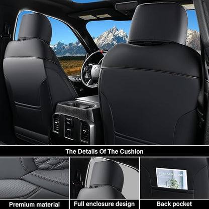 Coverado Seat Covers Dodge RAM 1500, Waterproof Leatherette Seat Covers for Car Compatible with 2009-2018 Dodge Ram 1500, 2010-2024 Ram 2500 3500 Dodge RAM Trucks, Curved Front/Black
