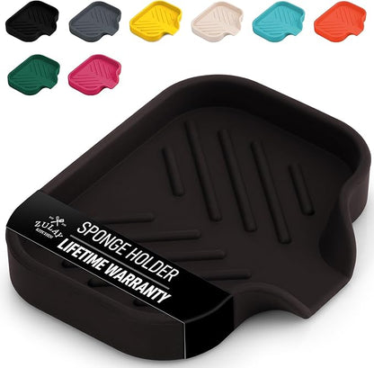 Zulay Kitchen Small Silicone Sponge Holder – Space-Saving Sink Organizer Tray