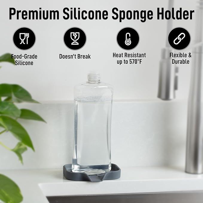 Zulay Kitchen Small Silicone Sponge Holder – Space-Saving Sink Organizer Tray