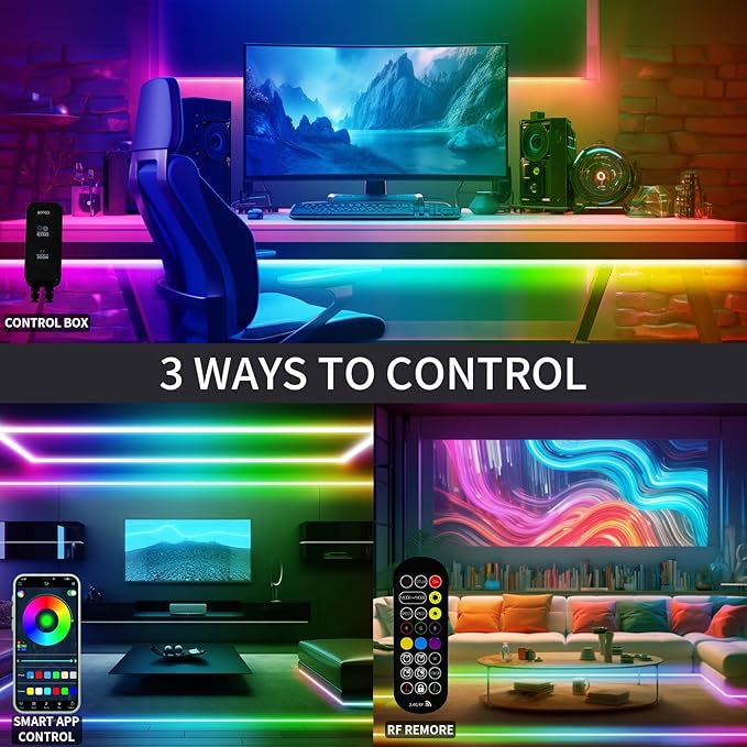 40ft COB RGB+IC LED Strip Lights, Bright Dream Color COB LED Light Strip