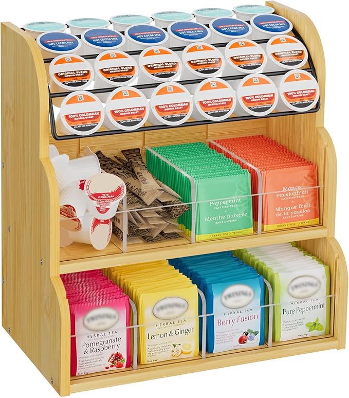 LASZOLA Bamboo Tea Bag and Coffee Holder Organizer