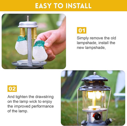 EINDER Propane Lantern Mantles with Lantern Globe Replacement Set Compatible with Coleman Kerosene Lanterns, Camp Lamp Mantle Suitable for Outdoor Camping Propane Lantern - 10 Pack