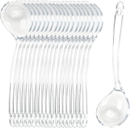 Large Plastic Serving Spoons, Disposable Heavy Duty Serving Spoons, Long Handle