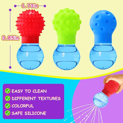 3Pack Bath Toys for Toddlers 1-3 - Sensory Squeezing Water Bathtub Toys for Kids | Bath Tub & Pool Floating Toys for Babies | Textured Sensory Bath Toys Gifts for Baby Boys & Girls Ages 1+