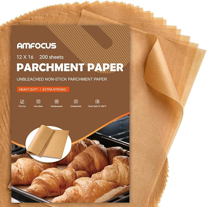 200 Pcs Parchment Paper Sheets, Unbleached Baking Parchment Sheets