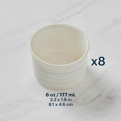 Pyrex 8-Piece, 6oz Ceramic Ramekin Bakeware Set, Nonstick Souffle Oven Pans