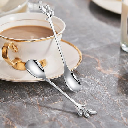 AnSaw Silver Small Coffee Spoon Holder Set, Swan Base
