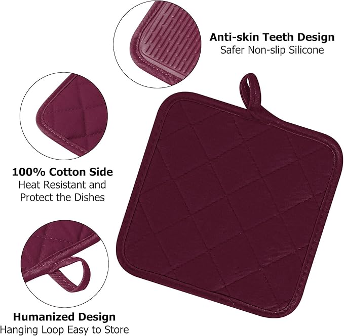 Oven Mitts and Pot Holders Set, Heat Resistant Silicone Kitchen Mini Oven