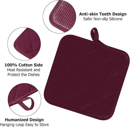 Oven Mitts and Pot Holders Set, Heat Resistant Silicone Kitchen Mini Oven