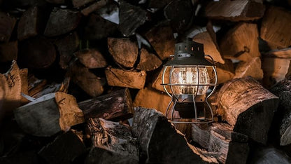 Barebones Railroad Lantern ??Olive Drab, Vintage-Inspired LED Camping Lantern with Rechargeable Battery ??Adjustable Brightness Outdoor Light for Camping Gear, Backyard, and Home Decor