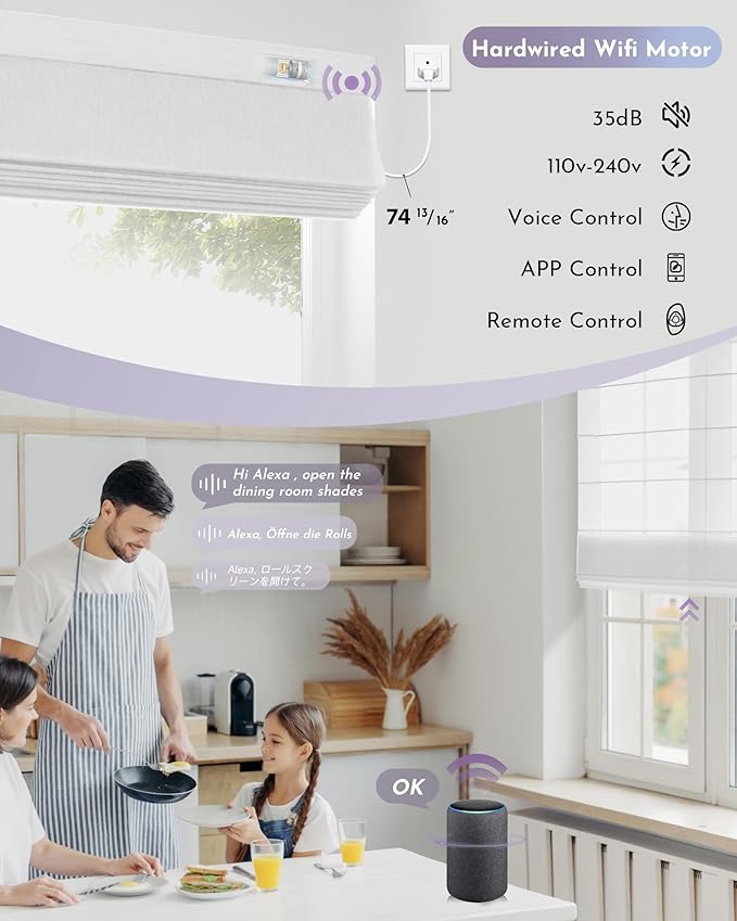 Graywind Smart Roman Shades 20% Blackout Compatible