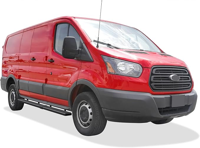 APS (Black Stainless Steel 5 inches) Running Boards Nerf Bars Side Steps Compatible with Ford Transit 2015-2026 Full Size Van 3-Door (Exclude 2022-2026 E-Transit)