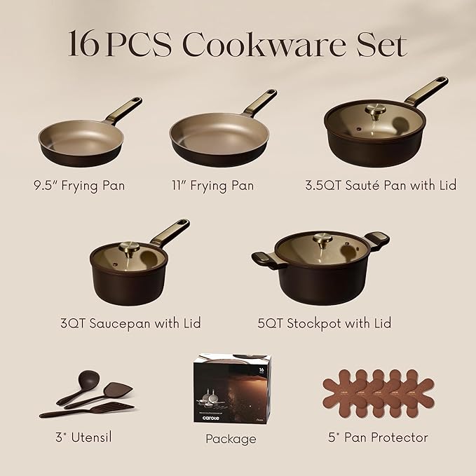 CAROTE Pots and Pans Set Nonstick, Dishwasher, RV/Camping Cookware Set