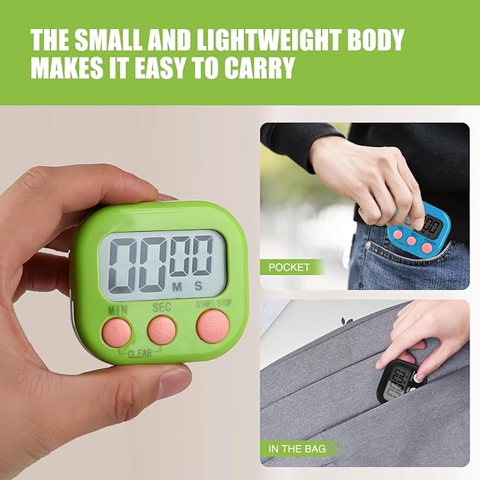 6 Pack Multi-Function Electronic Timer, Colorful Kitchen Timers Digital Magnetic