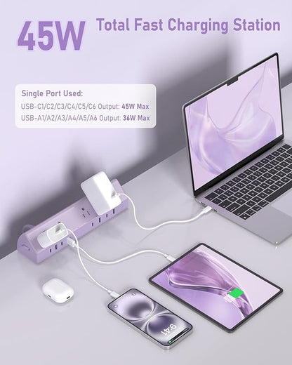 Jgstkcity Desk Clamp Power Strip, 45W Fast Charging Station, 4 USB-C, 4 USB-A