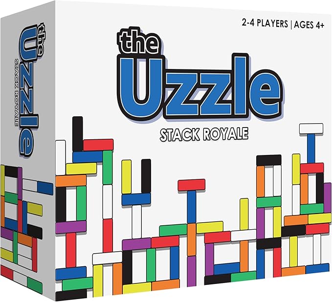 The Uzzle Stack Royale Board Game, Fast & Fun Family Board Game for Children & Adults, Color Block Puzzles Games for Ages 4+