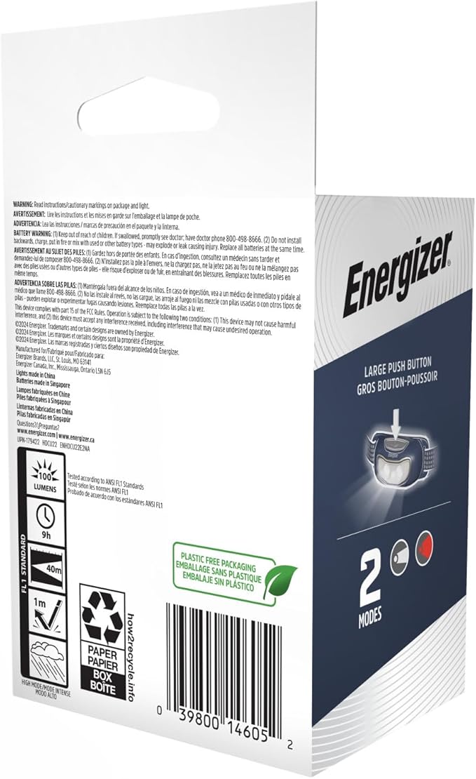 Energizer Universal Plus LED Headlamp, Lightweight Bright Headlamp for Outdoors, Camping and Emergency Light for Adults and Kids, Includes Batteries, Pack of 2