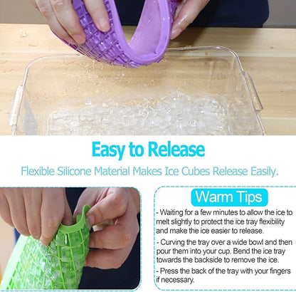 LeeYean Silicone Mini Ice Cube Trays 3 Pack, 160 Crushed Ice Cube Molds Easy