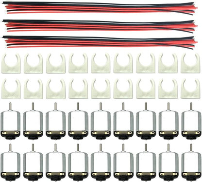 EUDAX 18 Set DC Motors Kit,Mini Electric 1.5-3V 24000RPM Hobby Motor with 252Pcs Plastic Gears,2 x AA Battery Holder ,Wires for STEM DIY Toy
