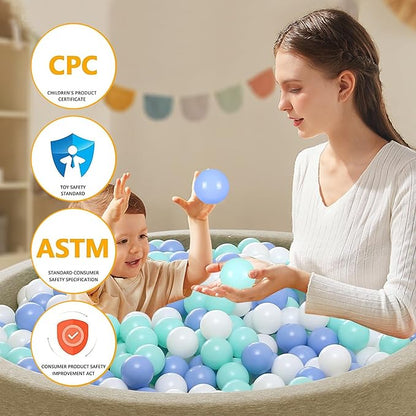 Ball Pit Balls Pack of 100 200 500 - Star and Round Set BPA Free Phthalate Free Non-Toxic Crush Proof Play Balls Soft Plastic Balls for Toddlers Baby Kids Birthday Pool Tent Party