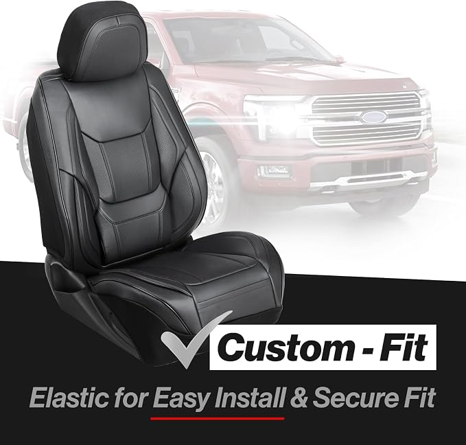 Coverland Custom Truck Car Seat Covers Full Set for [2005-2021 Frontier Crew, King Cab] - Protector Car Seat Cover Water Resistant Leather Memory Form Back Support Seat Cushion [Full Set-Black]