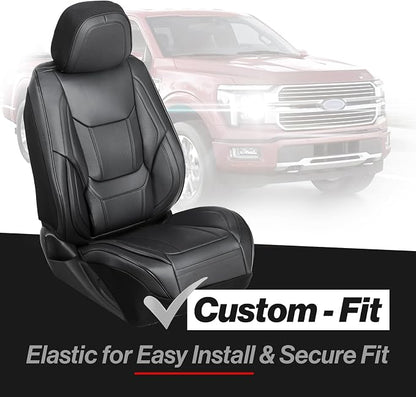 Coverland Custom Truck Car Seat Covers Full Set for [2005-2021 Frontier Crew, King Cab] - Protector Car Seat Cover Water Resistant Leather Memory Form Back Support Seat Cushion [Full Set-Black]