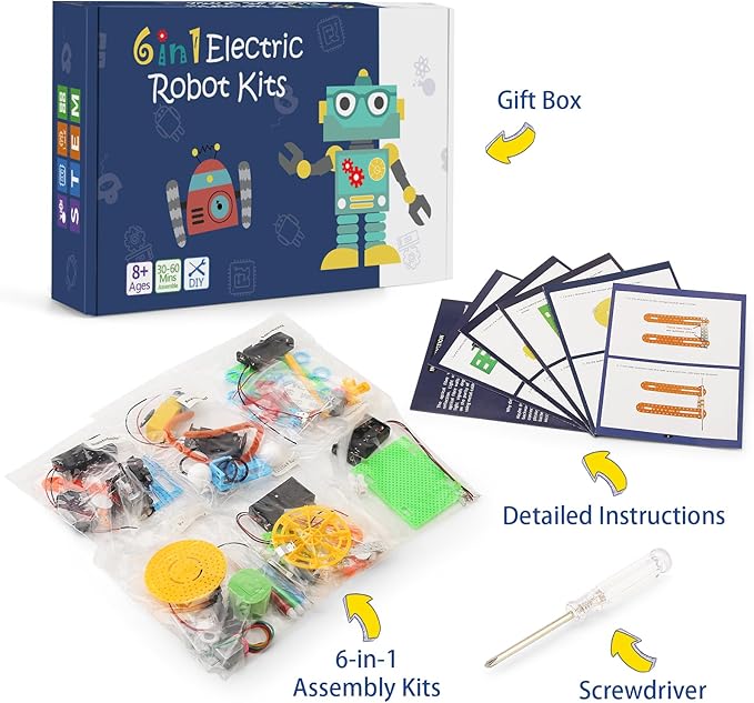 STEM Robotics Kits for Kids Science Kits Ages 5-7 6-8 8-10 8-12, Build A Engineering Robot Building Toys Science Experiments Projects, STEM Toys Activities for Boys Girls Age 8-12
